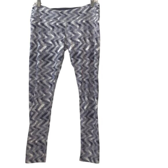 Tuff Athletics Womens Zigzag Pattern Leggings M Gray/White 86% Nylon 14% Lycra S - Picture 1 of 9